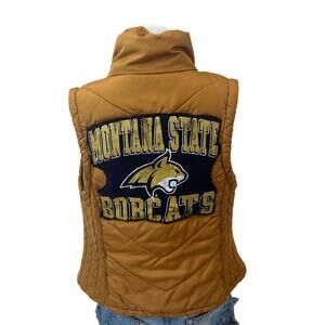 Montana State Bobcat Puffer Vest MEDIUM Blue Gold Football Unique Tailgate MSU